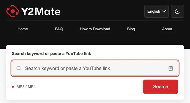 Search Keywords or Paste a YouTube Link